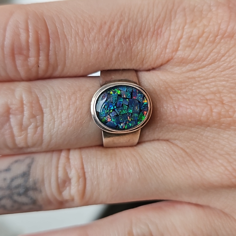 Vintage Mosiac Opal Ring